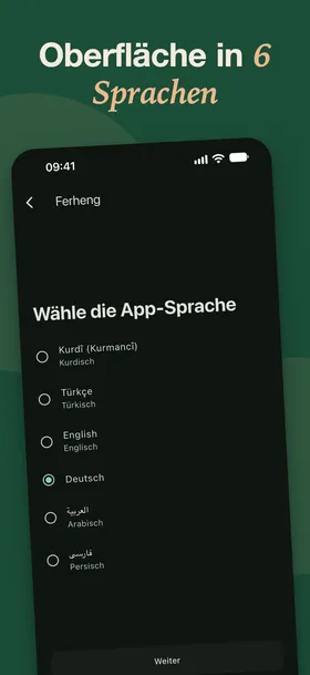 Oberfläche in 6 Sprachen