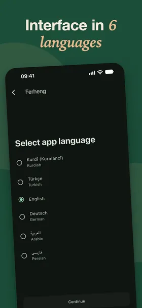 Interface in 6 languages